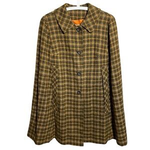 Pendleton Vintage Poncho Cape Brown Plaid Wool Tweed Jacket